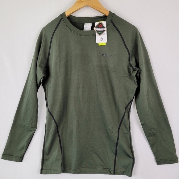 NIB TSLA 2 Pack Mens Workout Shirts Hyper-Dri Long Sleeve Blk/Red Olive Sz Lrg - Picture 8 of 11